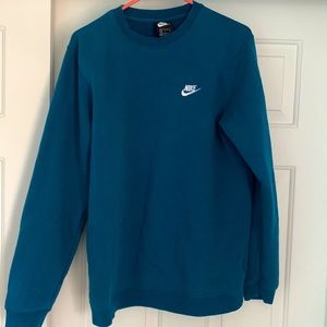 NIKE Mens Fleece Crew- Blue- large